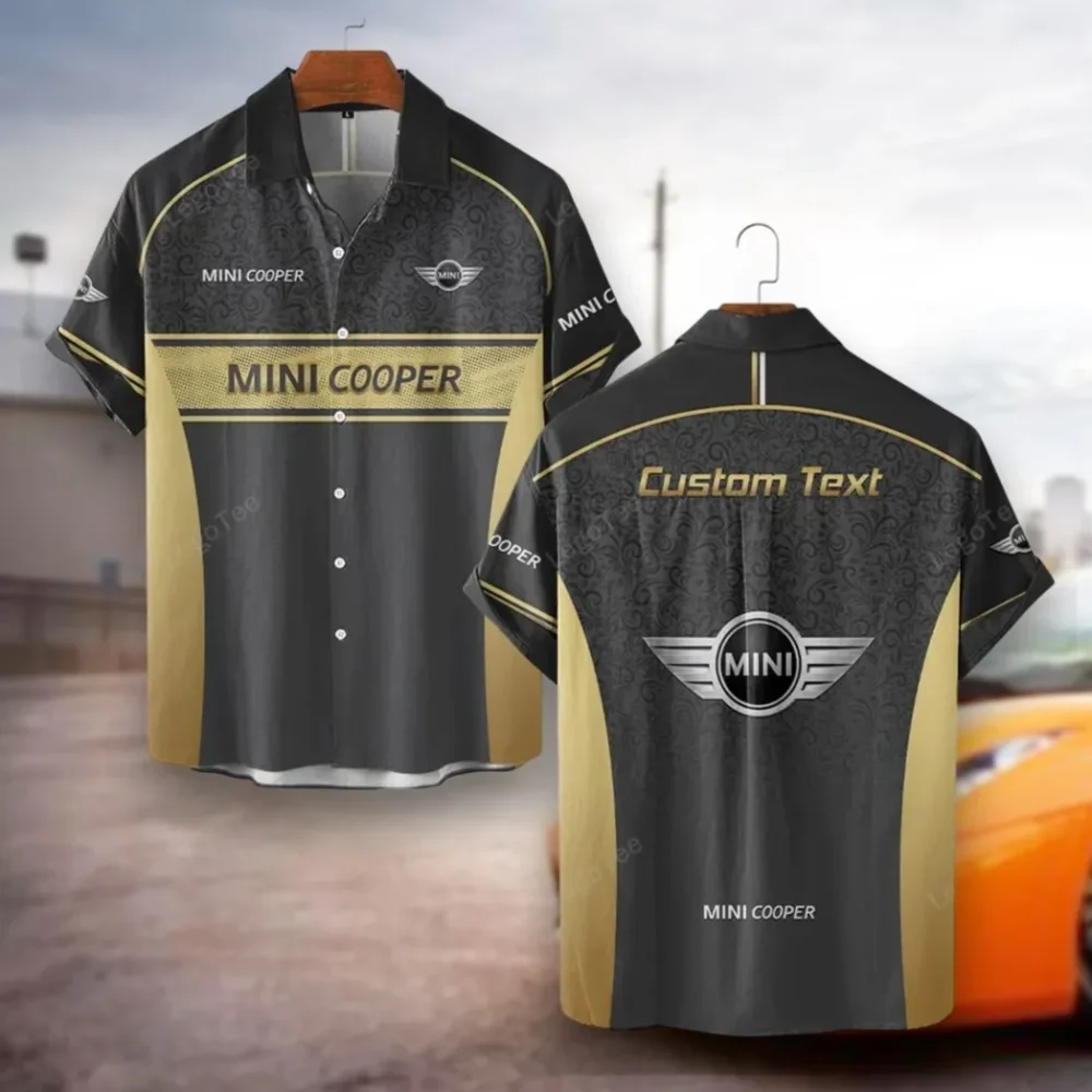 Modern Two-Door Hawaiian Shirt Exclusive Logo, Retro Driver Button Shirt CAR137