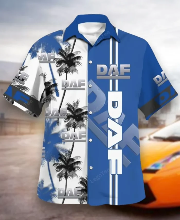Tractor-Trailer Hawaiian Shirt Exclusive Logo, Road-Trip Ready Button Shirt CAR143