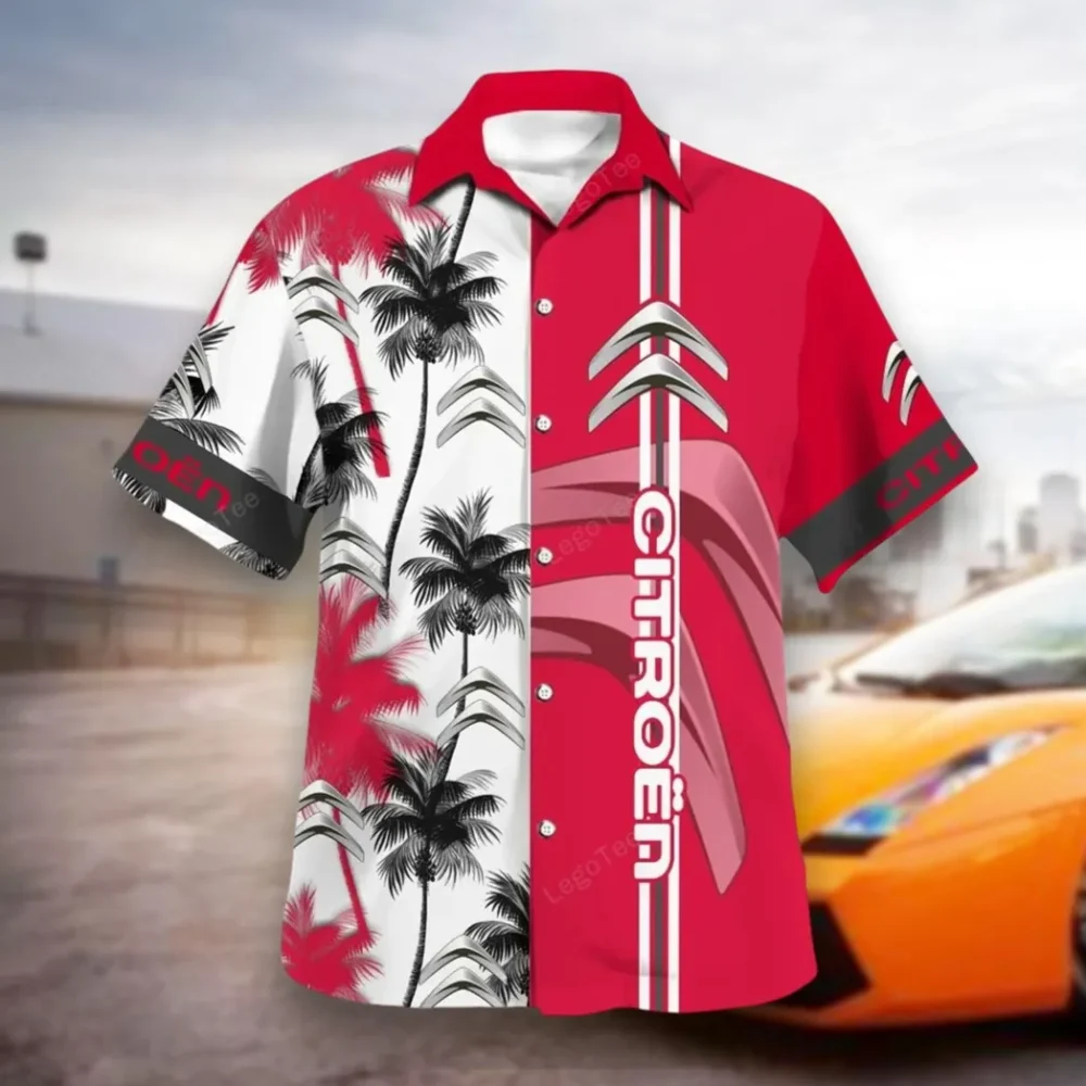 Family Car Hawaiian Shirt Exclusive Logo, Auto Fan Button Shirt CAR143