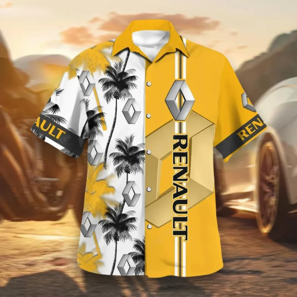 European Automobile Hawaiian Shirt Exclusive Logo, Motorsport Vibe Button Shirt CAR143