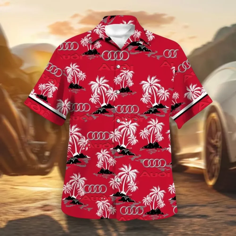 Modern Coupe Hawaiian Shirt Exclusive Logo, Motorsport Vibe Button Shirt CAR144