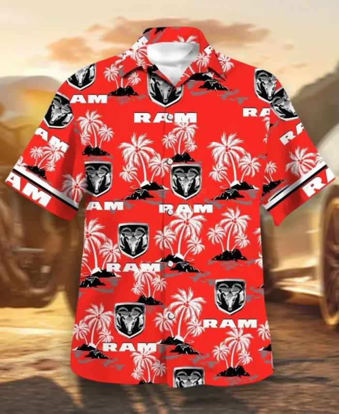 Full-Size Pickup Hawaiian Shirt Exclusive Logo, Hot Rod Button Shirt CAR144