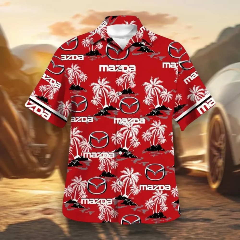 Touring Car Hawaiian Shirt Exclusive Logo, Chrome Wave Button Shirt CAR144