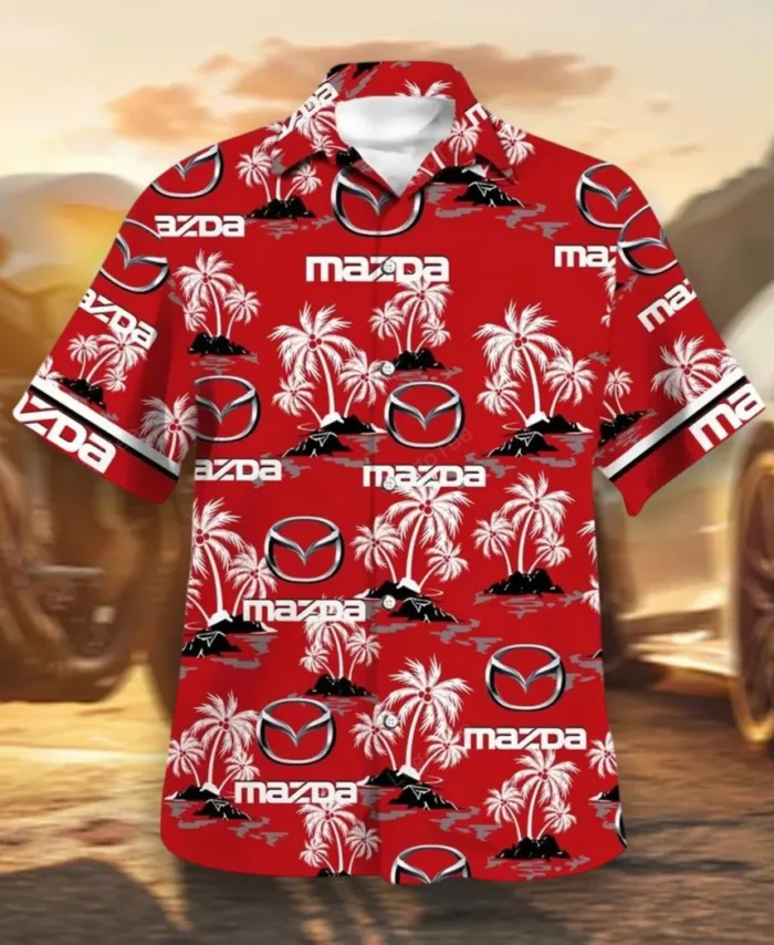 Touring Car Hawaiian Shirt Exclusive Logo, Chrome Wave Button Shirt CAR144