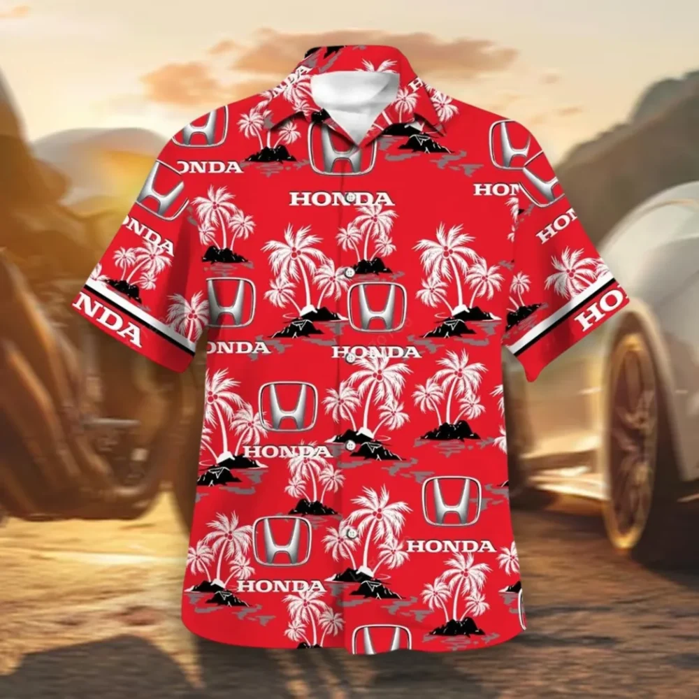 Hatchback Hawaiian Shirt Exclusive Logo, Road-Trip Ready Button Shirt CAR144