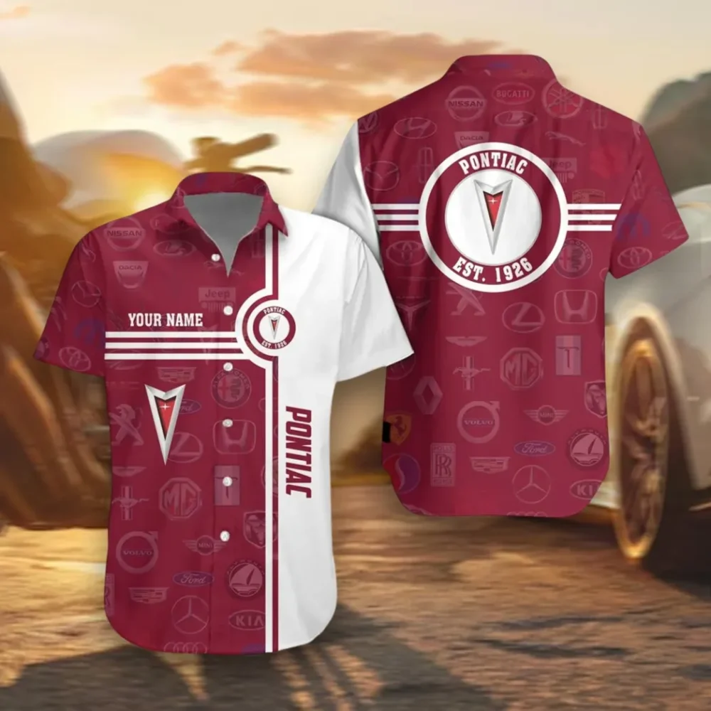 Retro Coupe Hawaiian Shirt Exclusive Logo, Drift-Ready Button Shirt CAR174