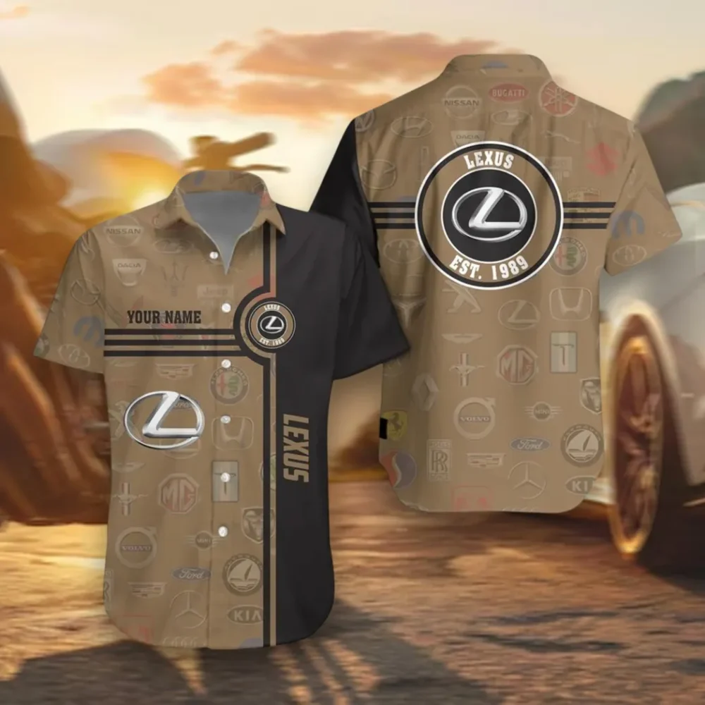 High-End Coupe Hawaiian Shirt Exclusive Logo, Custom Garage Button Shirt CAR174