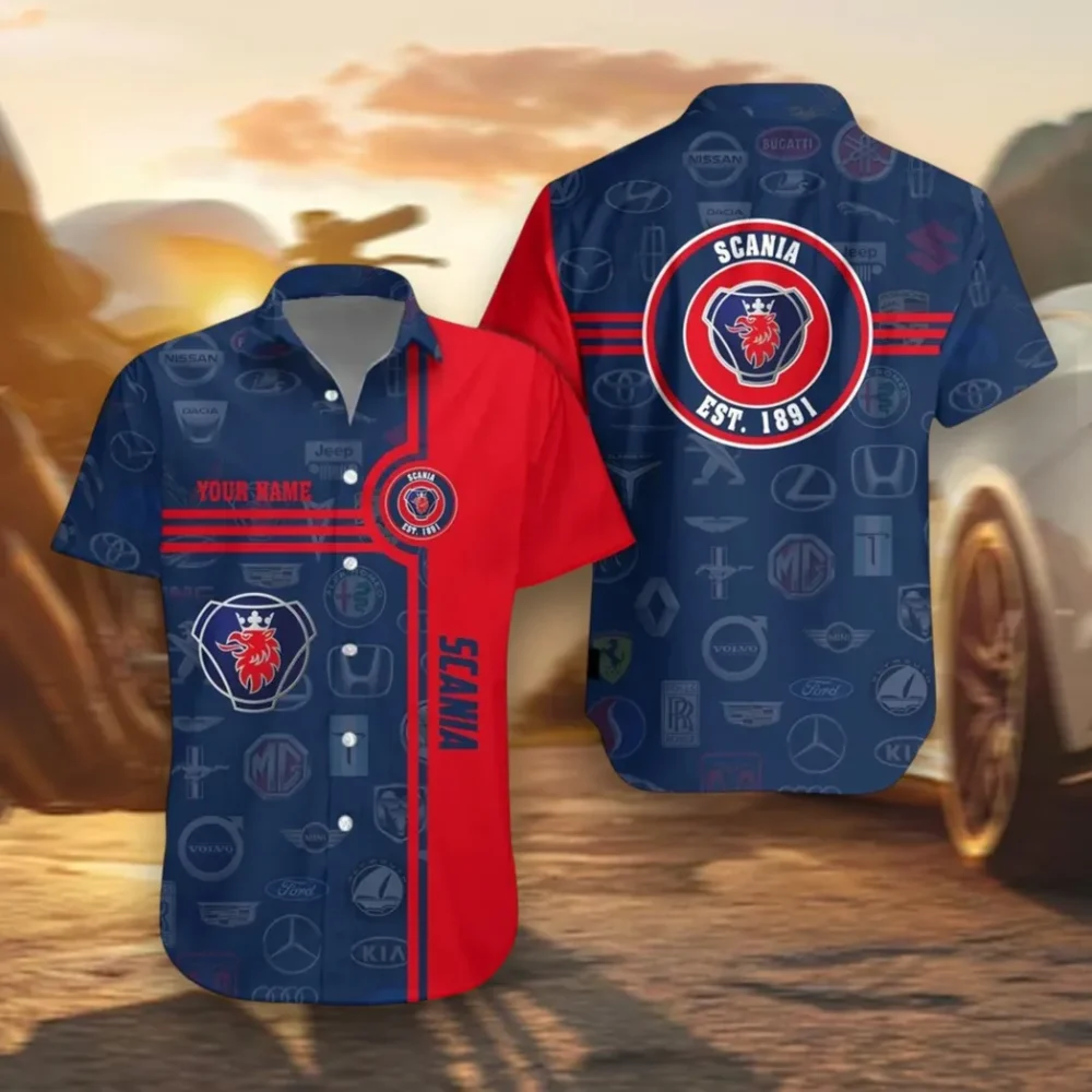 Industrial Vehicle Hawaiian Shirt Exclusive Logo, Custom Garage Button Shirt CAR174