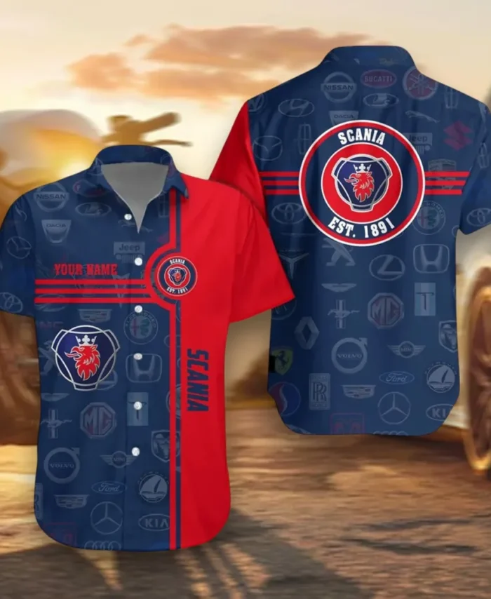 Industrial Vehicle Hawaiian Shirt Exclusive Logo, Custom Garage Button Shirt CAR174