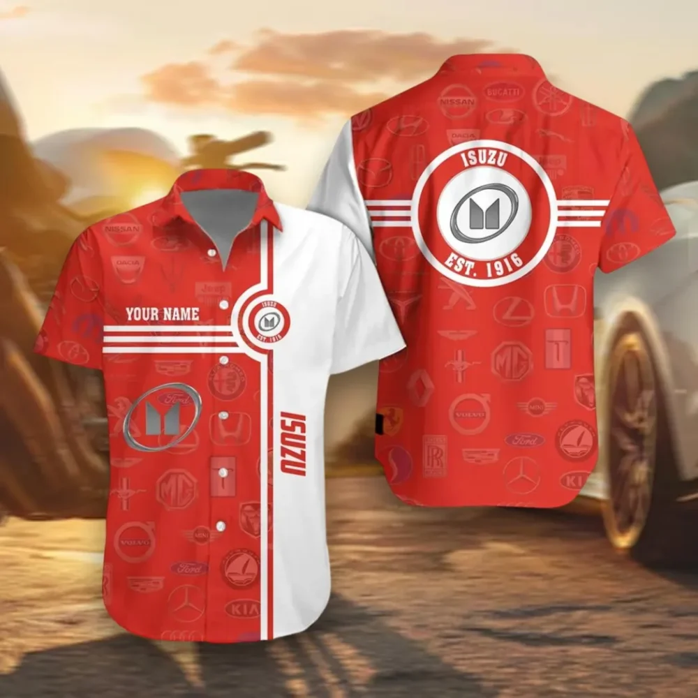Commercial Workhorse Hawaiian Shirt Exclusive Logo, Gearhead Style Button Shirt CAR174