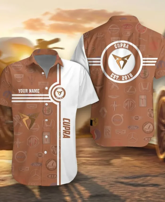 Racing-Inspired Car Hawaiian Shirt Exclusive Logo, Bold Driver Button Shirt CAR174