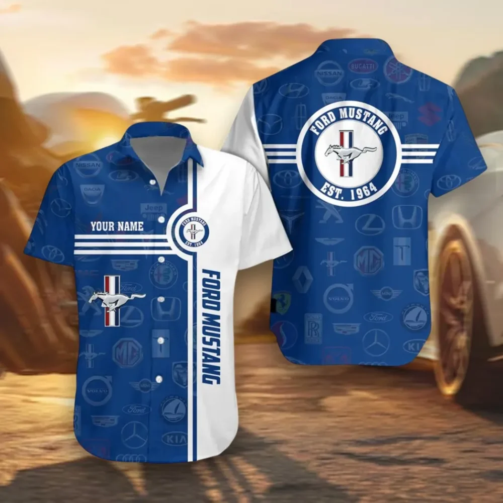 Pony Car Hawaiian Shirt Exclusive Logo, Custom Ride Button Shirt CAR174