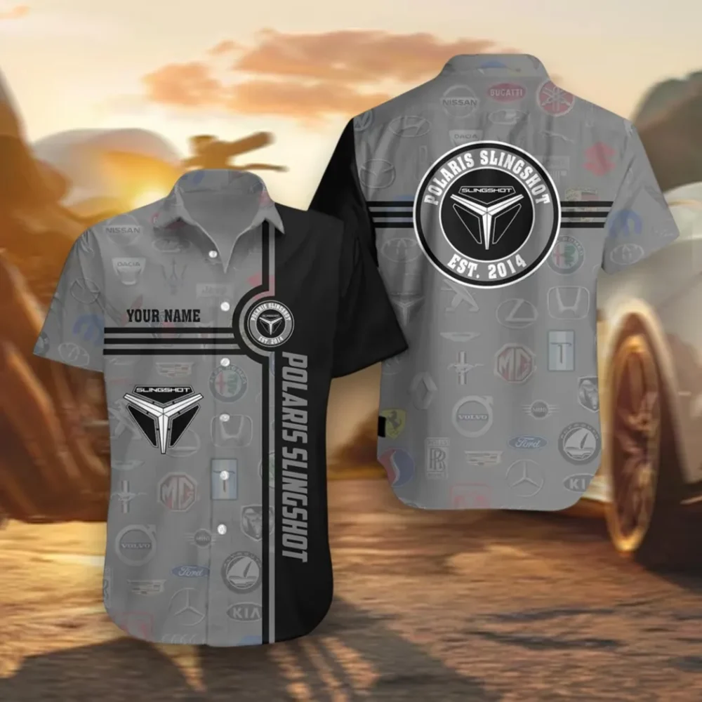 Open-Air Vehicle Hawaiian Shirt Exclusive Logo, Motorsport Vibe Button Shirt CAR174