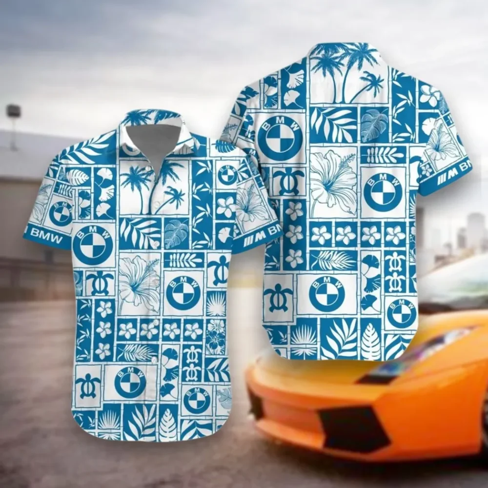 Competition Car Hawaiian Shirt Exclusive Logo, Custom Garage Button Shirt CAR350