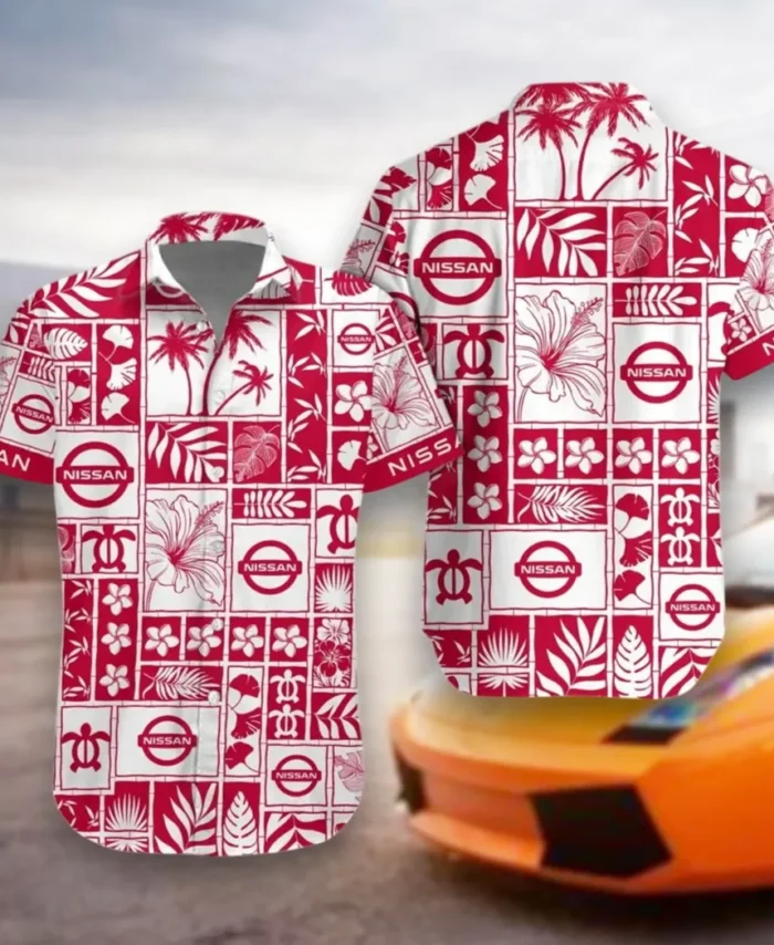 Hatchback Hawaiian Shirt Exclusive Logo, Chrome Wave Button Shirt CAR350