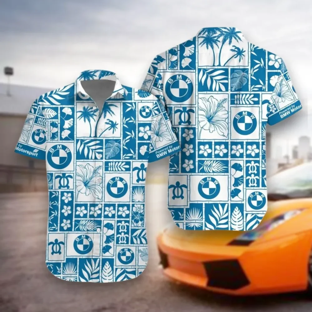 Racing Car Hawaiian Shirt Exclusive Logo, Rider's Paradise Button Shirt CAR350