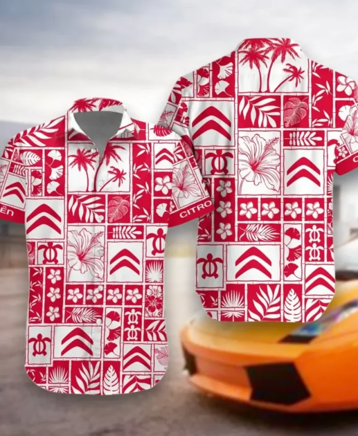 Stylish Crossover Hawaiian Shirt Exclusive Logo, Bold Driver Button Shirt CAR350