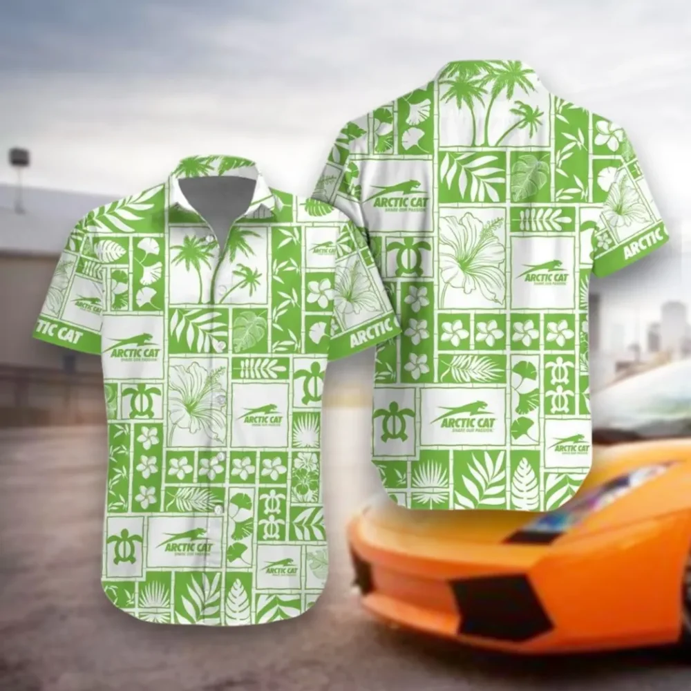 Motor Vehicle Hawaiian Shirt Exclusive Logo, Road-Trip Ready Button Shirt CAR350