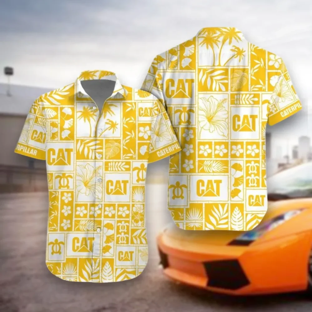 Earthmoving Machine Hawaiian Shirt Exclusive Logo, Summer Garage Button Shirt CAR350