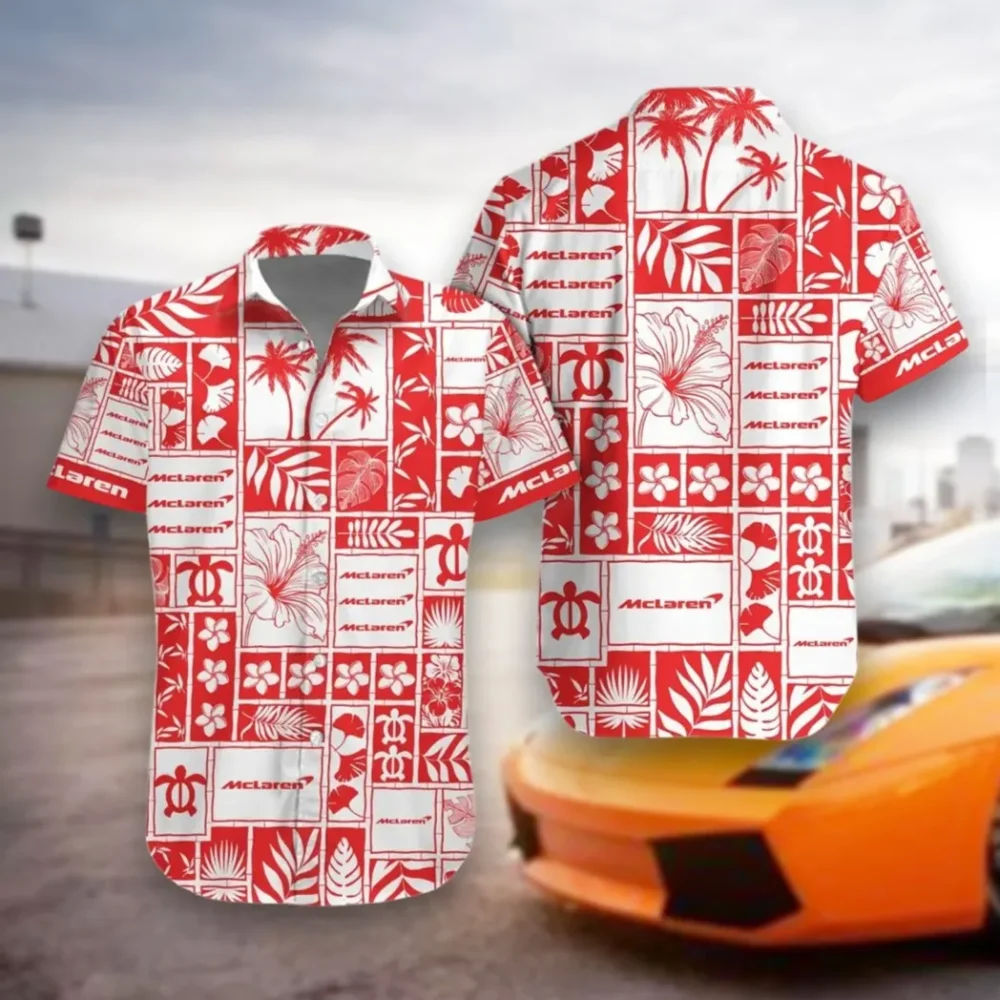 British Supercar Hawaiian Shirt Exclusive Logo, Motorsport Vibe Button Shirt CAR350