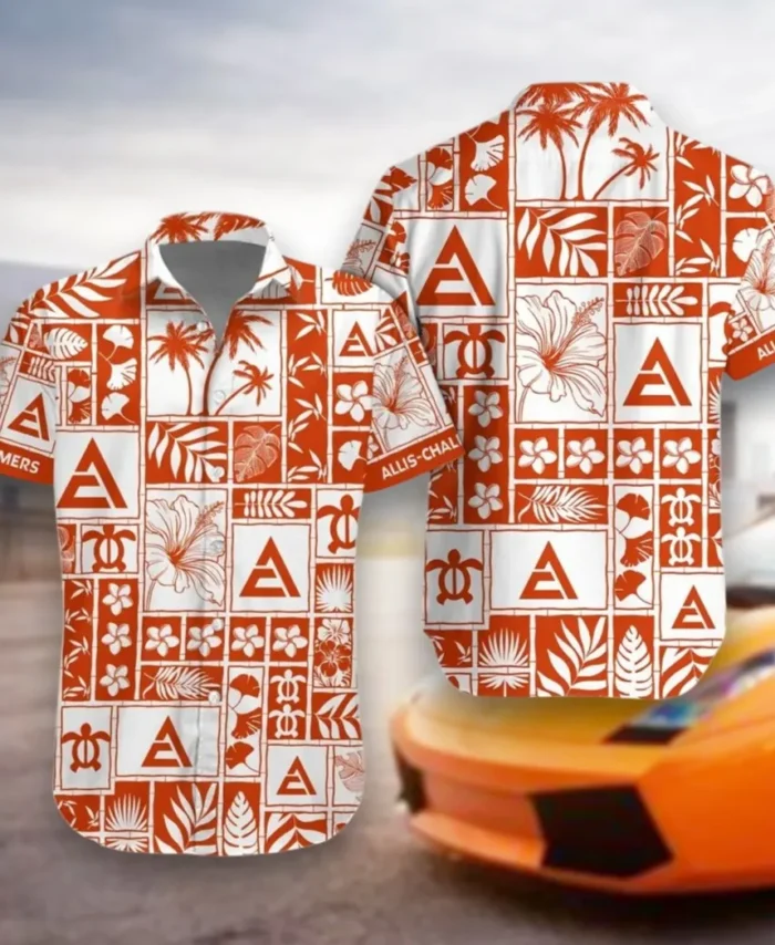 Utility Tractor Hawaiian Shirt Exclusive Logo, Chrome Wave Button Shirt CAR350