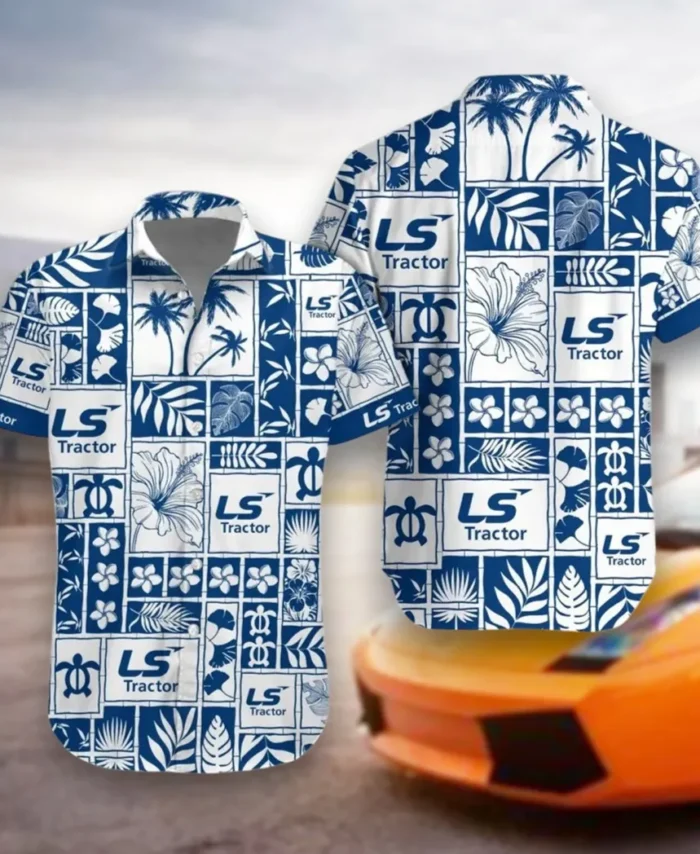 Utility Tractor Hawaiian Shirt Exclusive Logo, Summer Garage Button Shirt CAR350