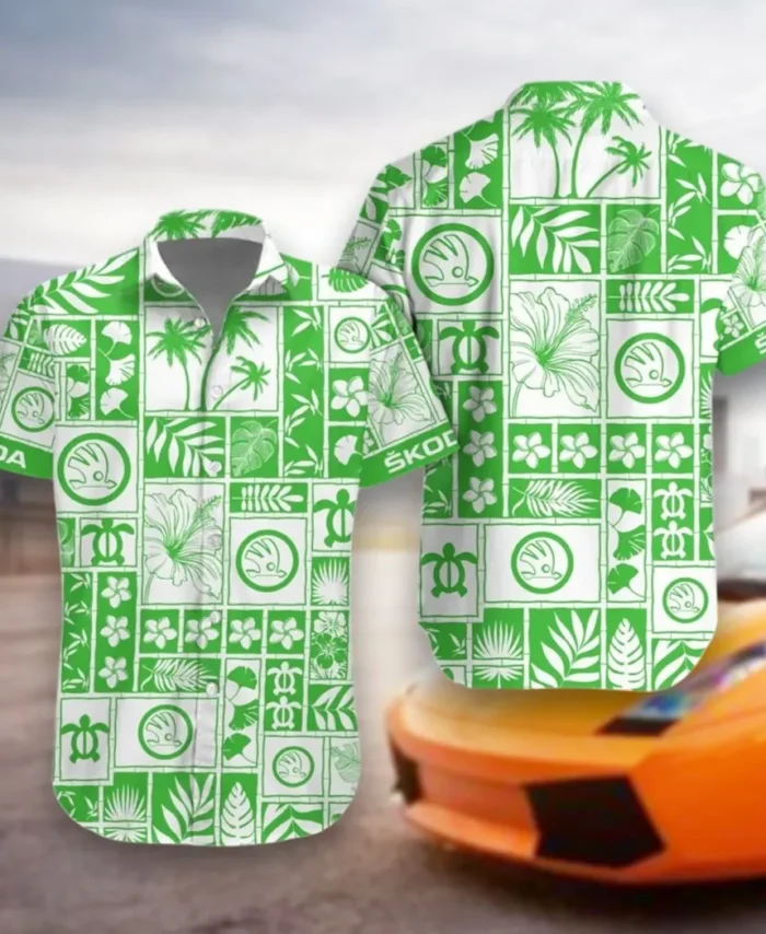 Practical Hatchback Hawaiian Shirt Exclusive Logo, Hot Rod Button Shirt CAR350