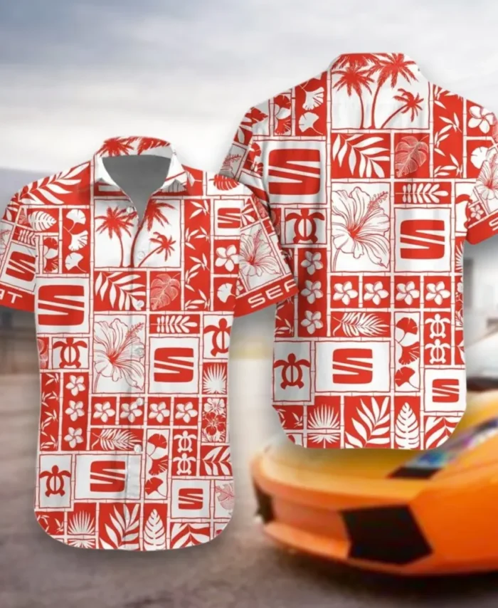 Sporty Hatch Hawaiian Shirt Exclusive Logo, Road-Trip Ready Button Shirt CAR350