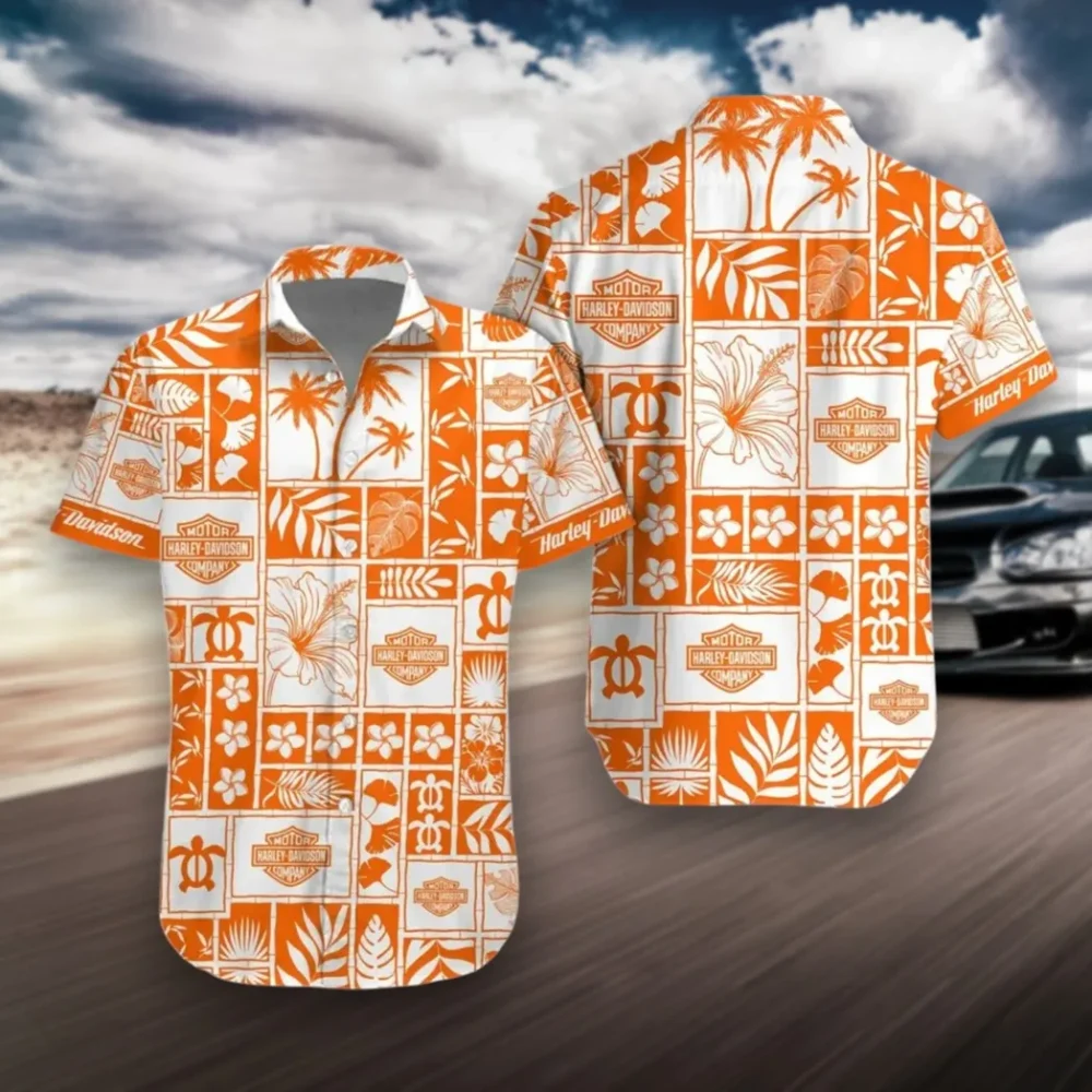 Two-Wheel Freedom Hawaiian Shirt Exclusive Logo, Rider's Paradise Button Shirt MOTOR3