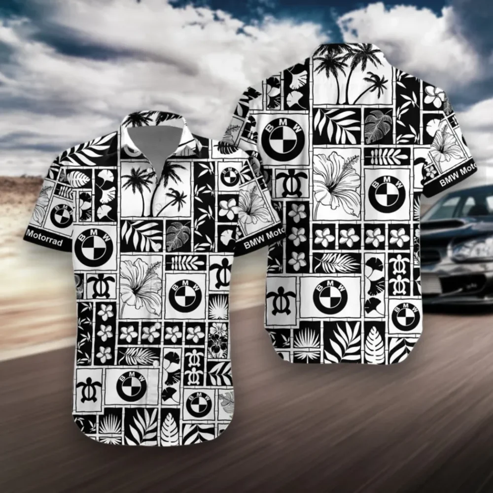 Dual-Sport Motorcycle Hawaiian Shirt Exclusive Logo, Road-Trip Ready Button Shirt MOTOR3