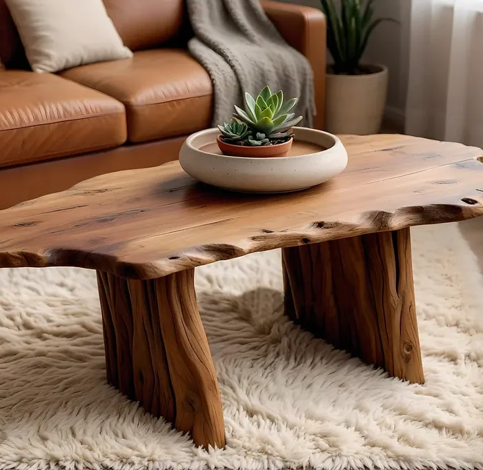 Artisan Made Live Edge Coffee Table Reclaimed Solid Wood Farmhouse Style