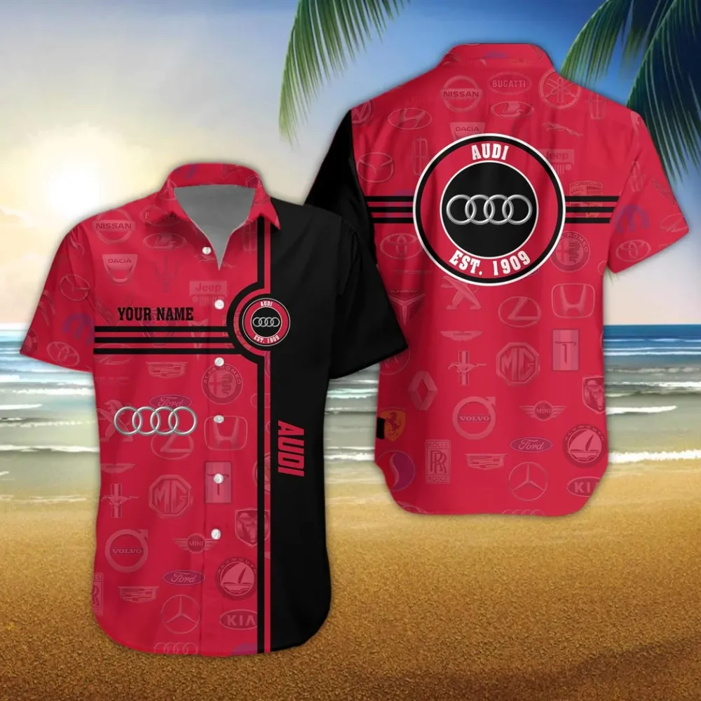 High-End Car Hawaiian Shirt Exclusive Logo, Chrome Wave Button Shirt CAR174 - Image 3