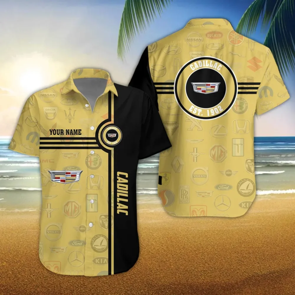 Luxury Sedan Hawaiian Shirt Exclusive Logo, Performance Gear Button Shirt CAR174 - Image 3
