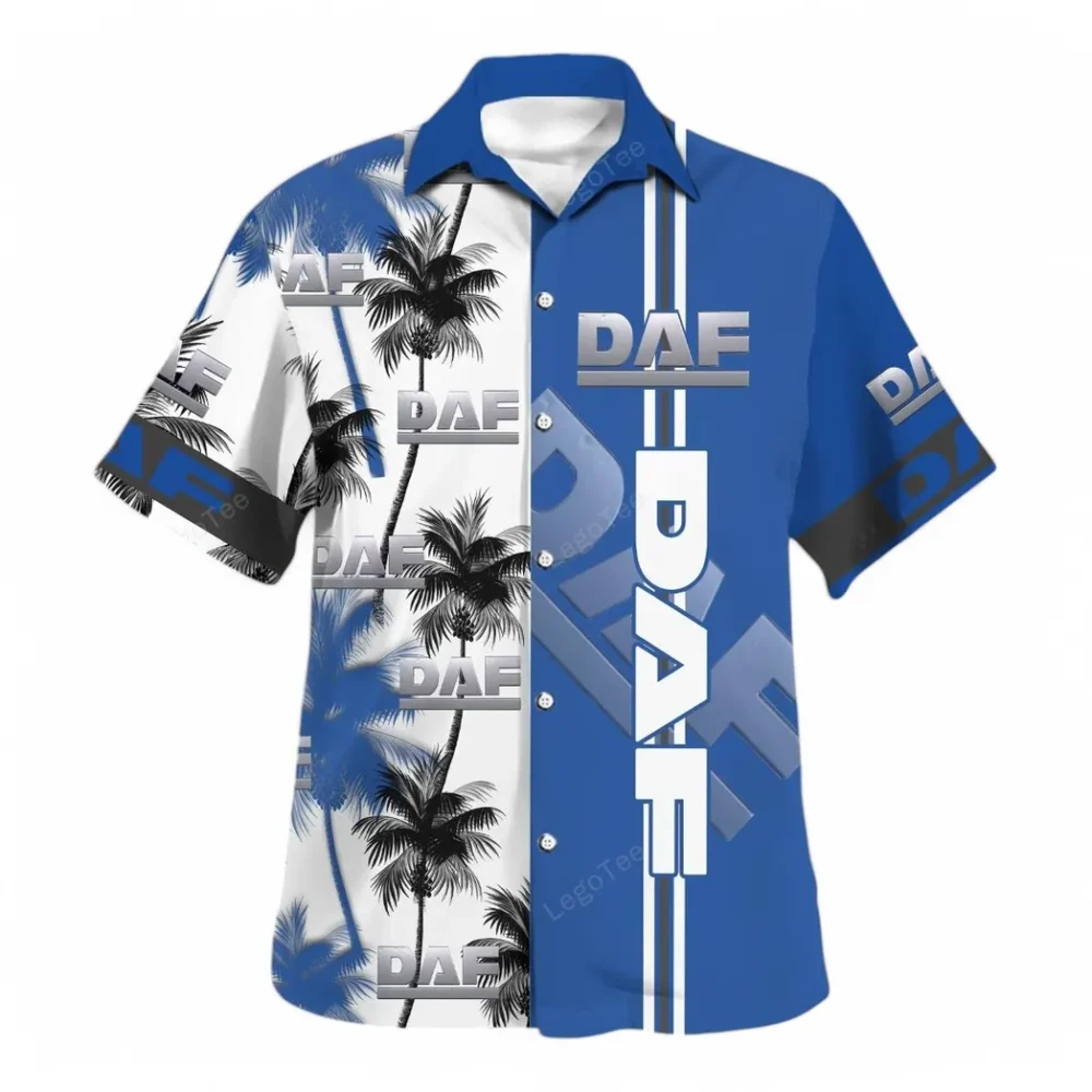 Tractor-Trailer Hawaiian Shirt Exclusive Logo, Road-Trip Ready Button Shirt CAR143 - Image 2