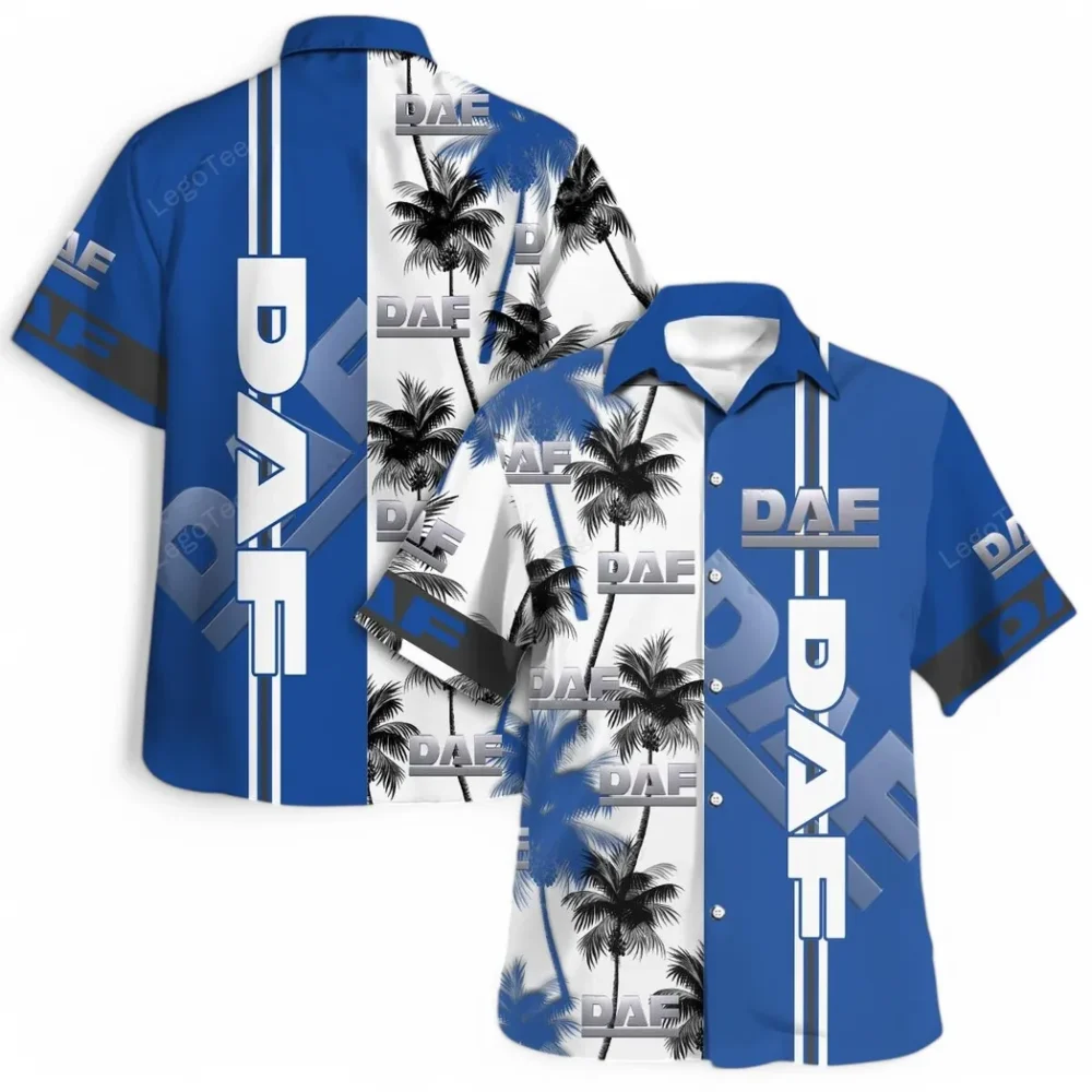 Tractor-Trailer Hawaiian Shirt Exclusive Logo, Road-Trip Ready Button Shirt CAR143 - Image 4