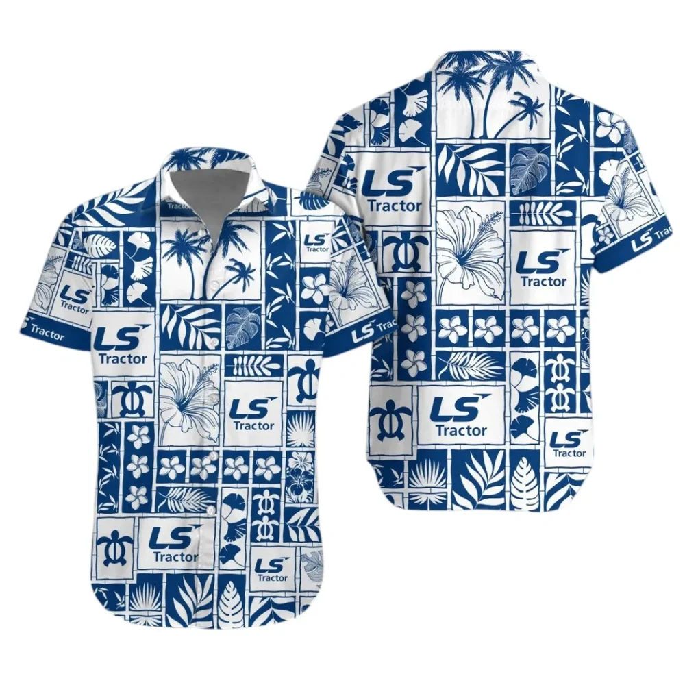 Utility Tractor Hawaiian Shirt Exclusive Logo, Summer Garage Button Shirt CAR350 - Image 2