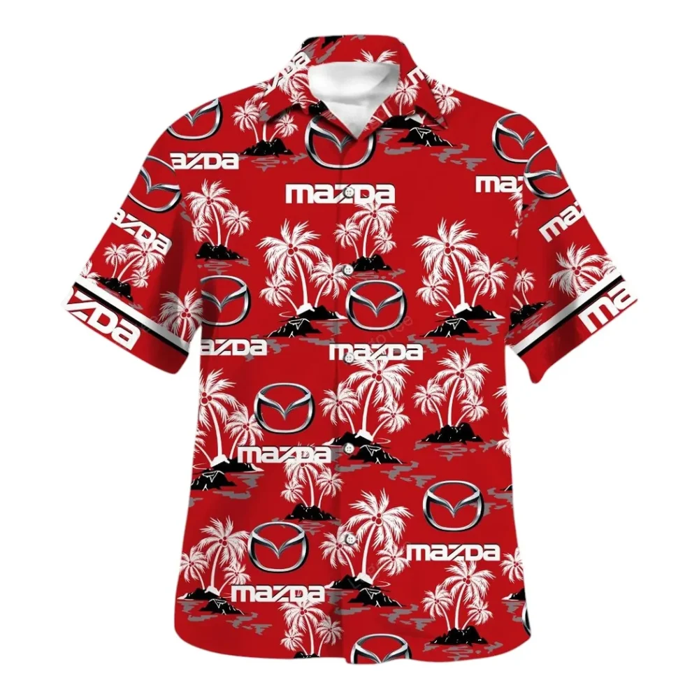 Touring Car Hawaiian Shirt Exclusive Logo, Chrome Wave Button Shirt CAR144 - Image 2