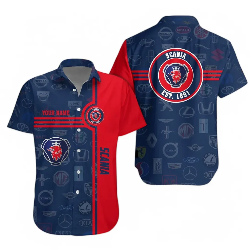 Industrial Vehicle Hawaiian Shirt Exclusive Logo, Custom Garage Button Shirt CAR174 - Image 2