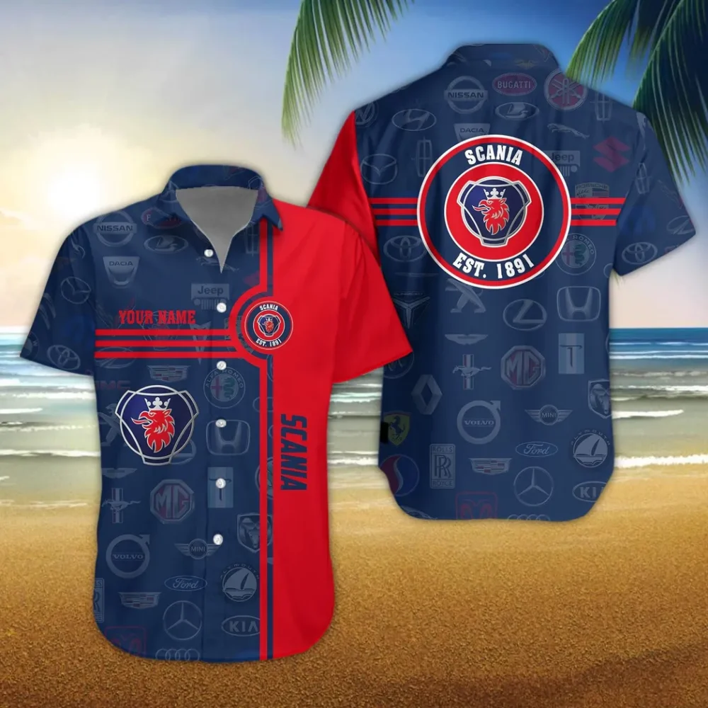 Industrial Vehicle Hawaiian Shirt Exclusive Logo, Custom Garage Button Shirt CAR174 - Image 3