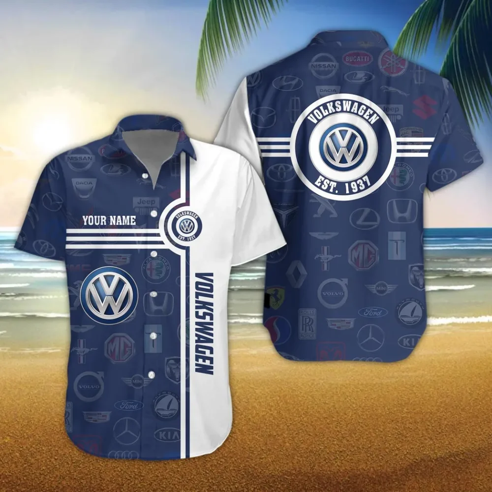 Small SUV Hawaiian Shirt Exclusive Logo, Road Life Button Shirt CAR174 - Image 3
