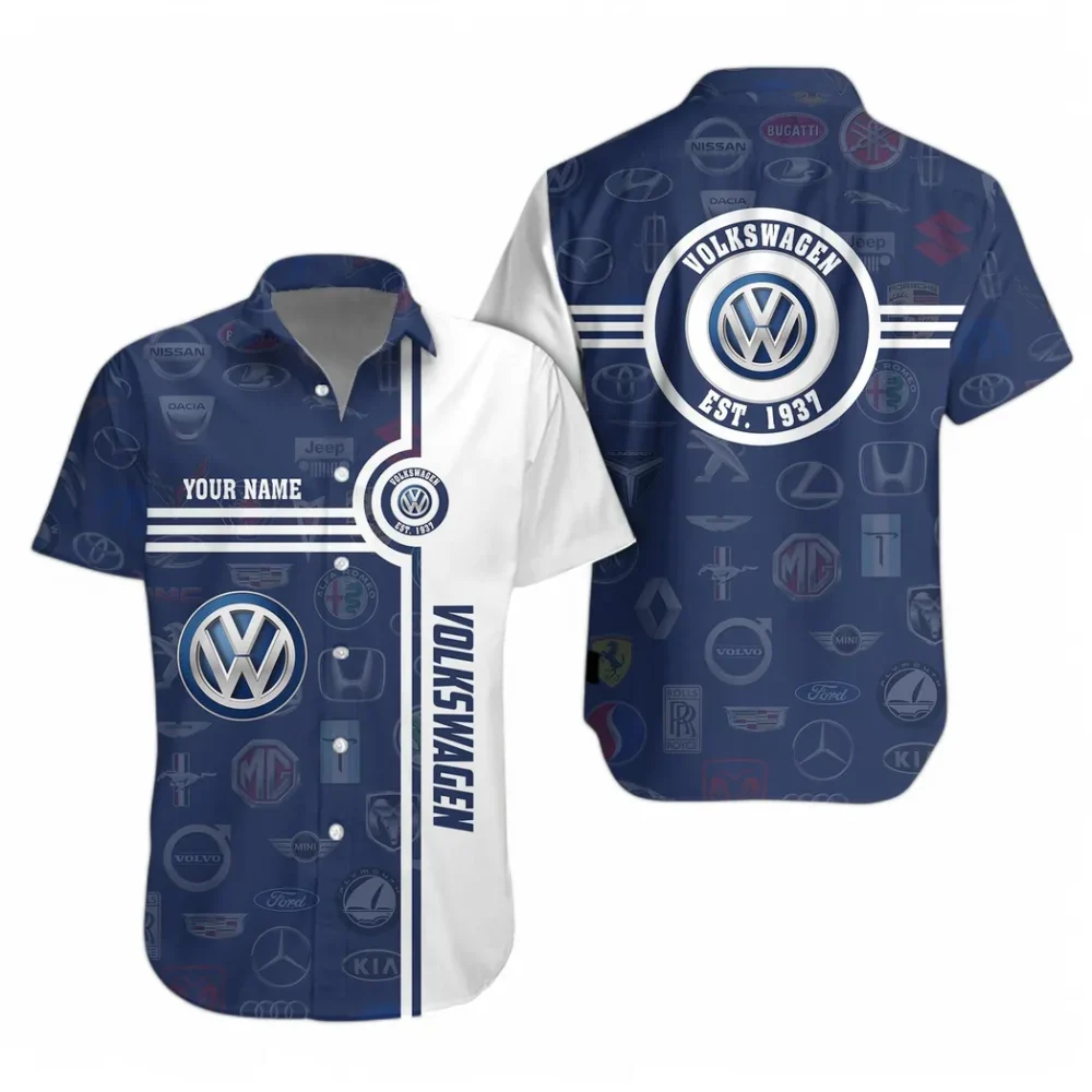 Small SUV Hawaiian Shirt Exclusive Logo, Road Life Button Shirt CAR174 - Image 2